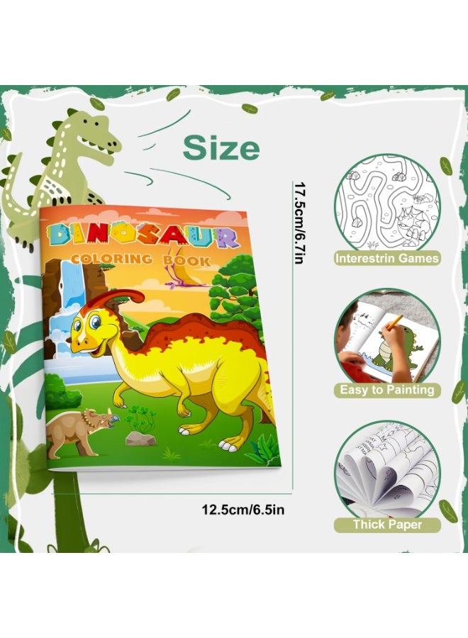 FRUITFUL PARTY 36pcs Dinosaur Mini Coloring Books Craft Kit Set - 24Dinosaur Coloring Book Bulk + 12 Colorful Pencils, Dino Coloring Book for Dinosaur Birthday Decorations Supplies Dinosaur Party Favors Fillers - Image 3